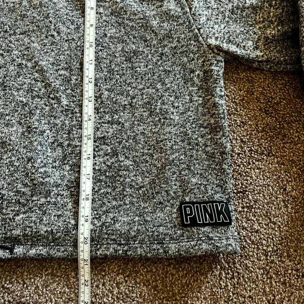 PINK Victoria's Secret Gray Pullover Hoodie Drawstring Cropped Large - Picture 6 of 7